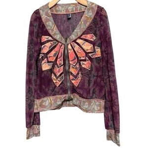 Maaji Women’s Size L Purple Snakeskin Horse Print Mesh Full Zip Jacket